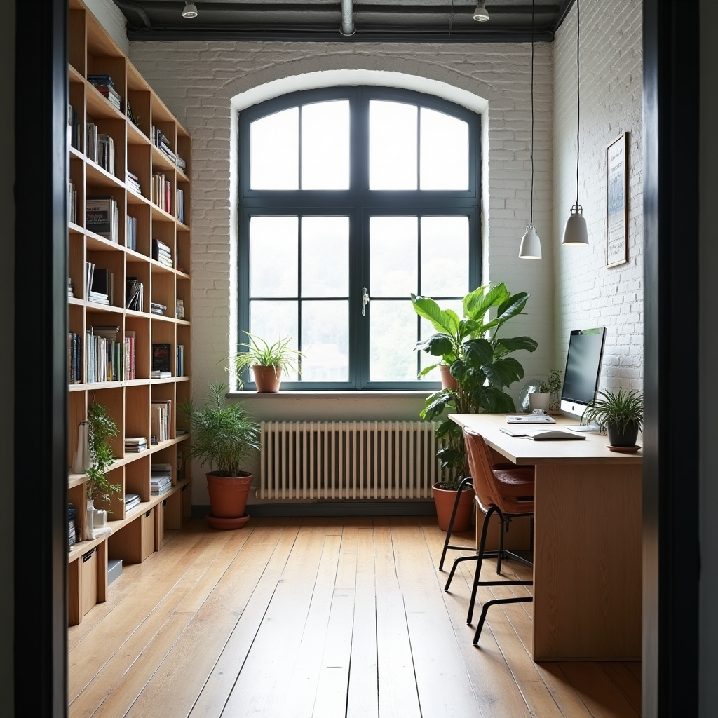 Heller Arbeitsplatz in Hamburg mit Blick auf die Speicherstadt
