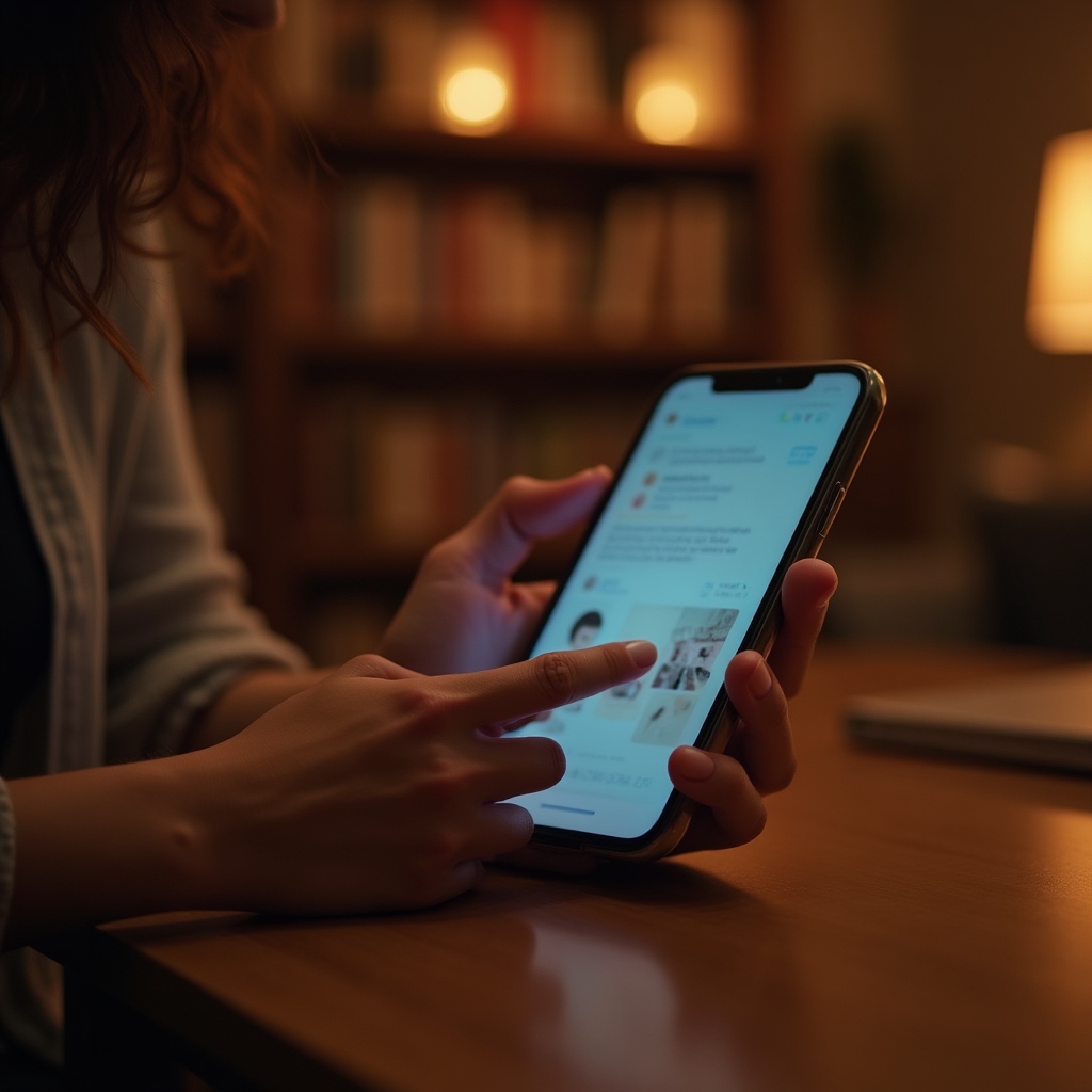 Person scrollt auf dem Smartphone durch Social Media Feed